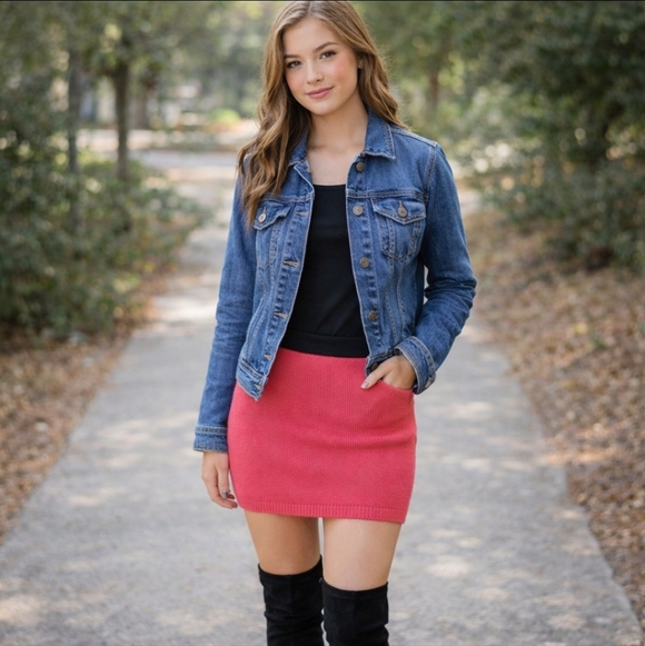 New Mudd Pink Sweater Knit Mini Skirt NWT Sz M - Picture 7 of 7